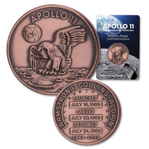 Apollo 11 Robbins Medal 1oz Copper Antiqued